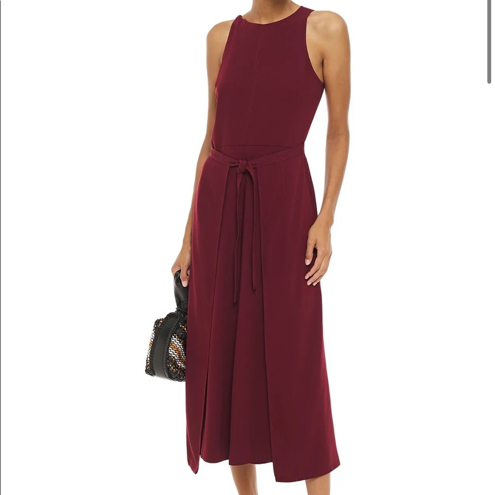 Joie Tie-front layered crepe wide-leg jumpsuit